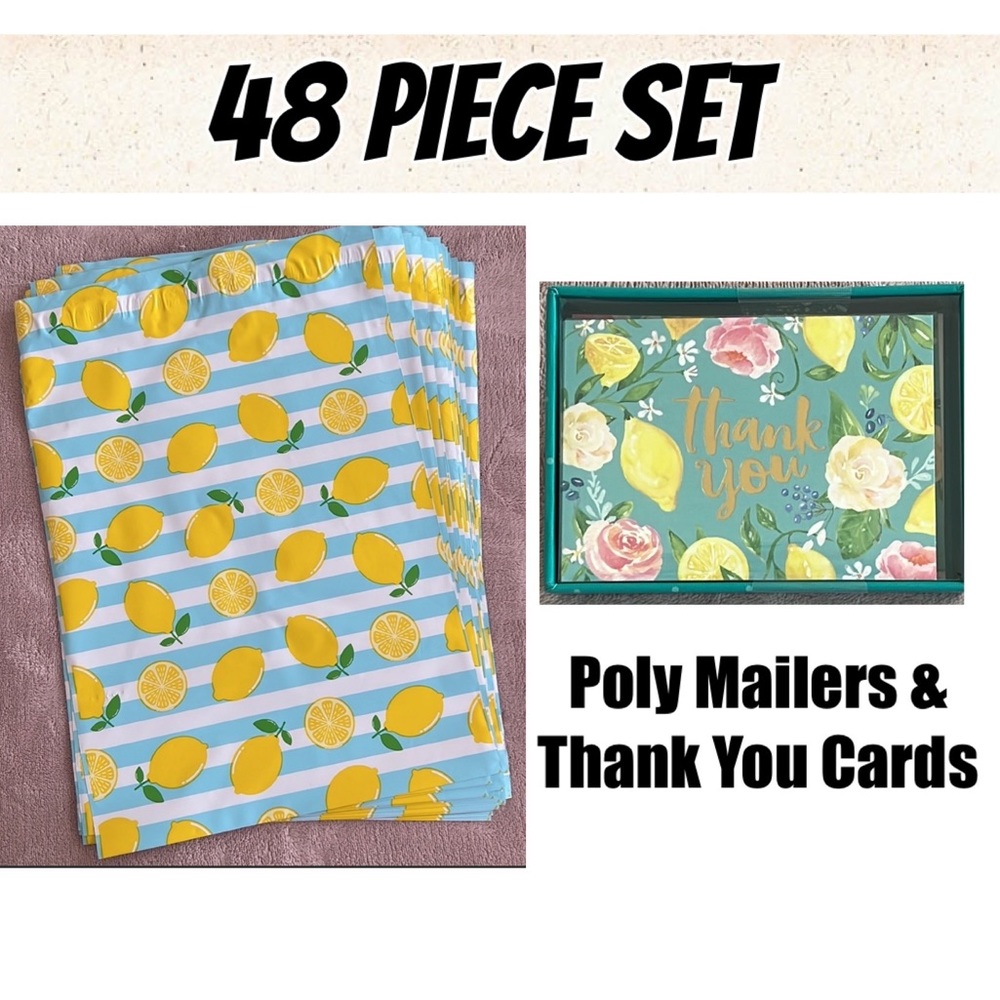 48pc set Thank You Cards & Poly mailers bundle Lemons - Picture 2 of 9